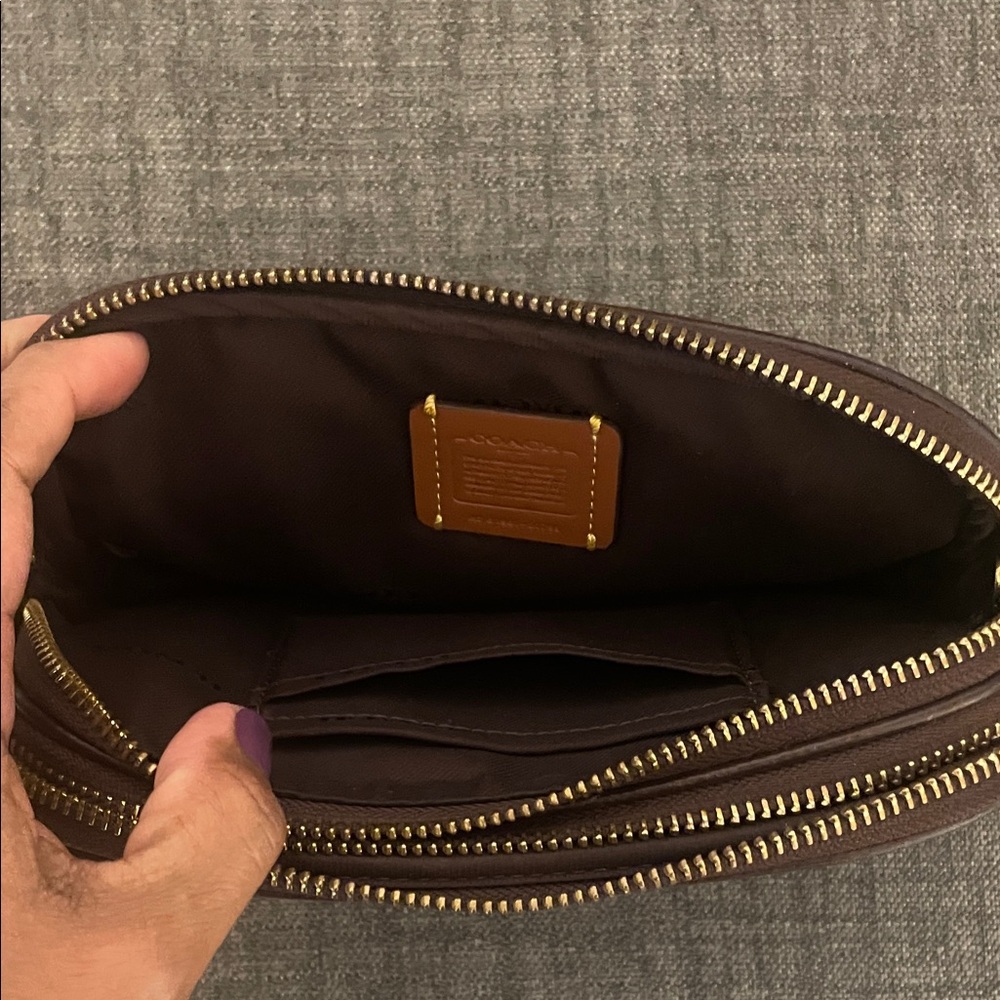 Coach Maple(dark brown) Sadie Pebbled Leather Crossbody with Gold Rivets - Picture 11 of 16
